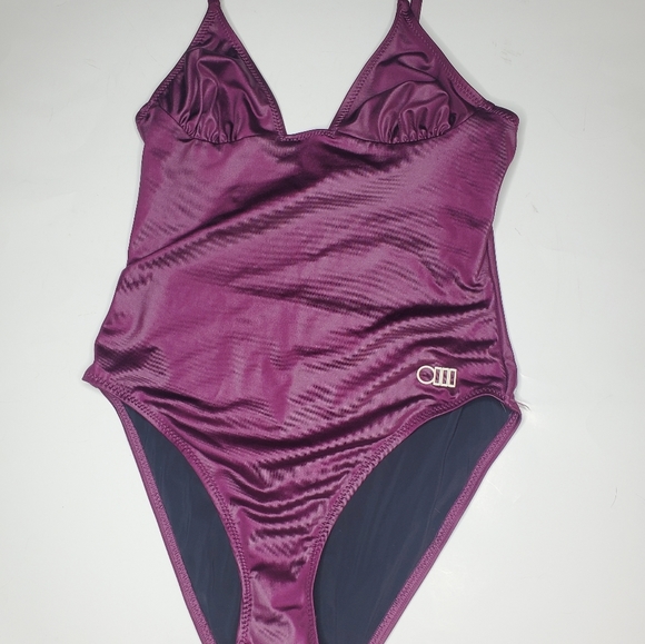 Solid & Striped || Olympia Metallic Eggplant One Piece Bathing Suit Small - Picture 9 of 13